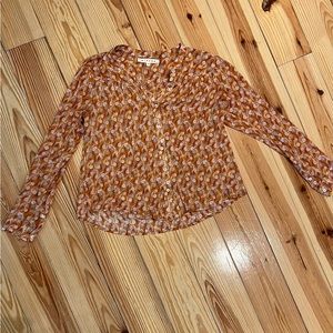 Long sleeve linen floral blouse